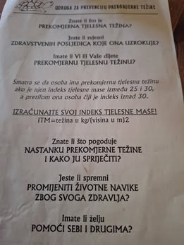 Edukativni plakat o prekomjernoj tjelesnoj težini